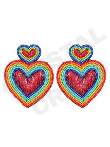 Boucles d'oreilles perlées de chaleur blanche pour femmes patriotique Memorial Day Orange blanc bleu couleur tissu matériel - Product Image 6