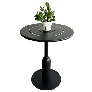 Minimally Designed <b>Outdoor</b> Cafe <b>Table</b> Durable Square Wood Top with Iron Legs CFD68144 for Courtyard Use - Product Image 1