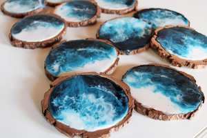 Sous-verres en résine artistique haute brillance, sous-verres faits à la main de qualité supérieure avec paillettes et tourbillon de couleur, sous-verres en pierre - Product Image 2