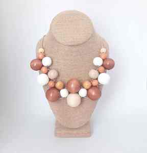 Collar de madera con cuentas redondas de uso diario, collar grueso de moda - Product Image 6