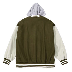 Chaqueta de Béisbol de Invierno/Chaqueta Universitaria para Hombre, Chaqueta Varsity Personalizada con Cuerpo de Lana, Mangas de Cuero con Capucha y Forro Polar de Algodón - Product Image 2