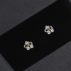 Precio de fábrica 18K oro sólido diamante flor Stud pendientes corte redondo laboratorio cultivado diamante boda pendiente aniversario regalo para ella - Product Image 6