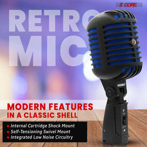 Micrófono Vintage de 5 Núcleos, Micrófono Dinámico Clásico Profesional XLR de Estudio, Estilo Retro, Azul - Product Image 6