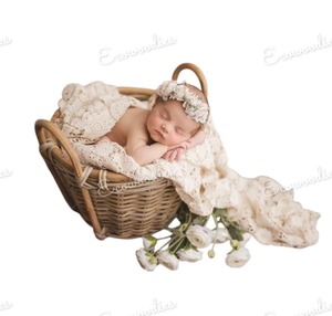 Beau panier en rotin épais lit bébé nouveau Style nouveau-né photographie accessoire personnalisé chambre décoration pour les nouveau-nés - Product Image 4