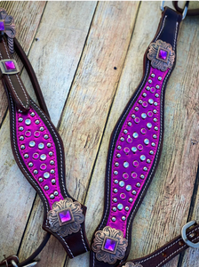 Kaamkaaj Genuine Leather Western Saddle Horse Tack <b>Set</b> Buckle Closure <b>Beaded</b> Headstall Breast Collar Washable Pocket Riding - Product Image 4