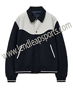 Chaqueta universitaria con logotipo personalizado, Mangas de cuero bordadas, chaqueta negra de béisbol universitario para parejas, chaqueta de hombre Letterman Varisty - Product Image 1