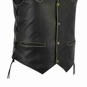 Gilet en cuir véritable sans manches pour hommes, chaud, respirant et imperméable, avec dentelle latérale, vente en gros de prix supérieur - Product Image 4