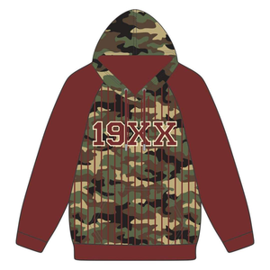 Sudadera con Capucha DST Delta Camo Body Maroon Raglan Pinstripes, Algodón, Ropa de Hermandad Griega, Año de Fundación - Product Image 2