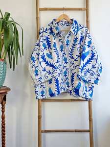 Chaqueta DE TRABAJO Kantha modesta para mujer, abrigo bohemio Unisex de manga tres cuartos hecho a mano - Product Image 3