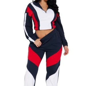 Otoño Invierno personalizable de alta calidad 1/4 zip poliéster mujeres Jogger conjuntos color block chándal mujer gimnasio chándal - Product Image 1