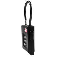 Cadenas à combinaison 3 chiffres en ABS chromé approuvé TSA, antivol, déverrouillage par mot de passe, noir, pour bagages, voyages, gym, école, ABA