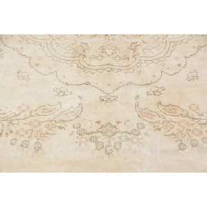 Vintage <b>Turkish</b> <b>Rug</b> Classic Beige 6.8' X 9.9' Patchwork Design Wool and Viscose Latex Backing for Living Room or Bedroom - Product Image 5