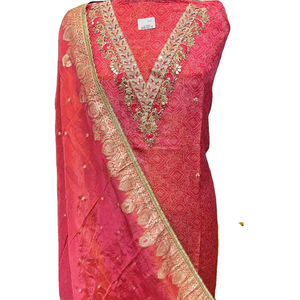 Trajes Salwar Kameez de organza bordados a mano para mujer, de diseño moderno, sin coser, estilo indio y pakistaní, para fiestas y festivales. - Product Image 1