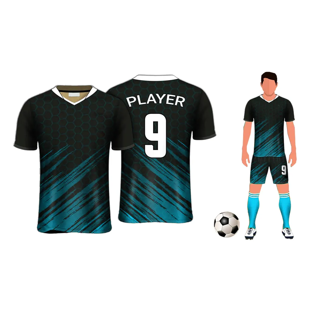 Wholesale Sublimation Custom Printing soccer Wear Quick Dry Jersey Club Football soccer uniforms kit set jersey