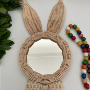 Luxe Vietnam Artisanat Rabit Rotin Minimaliste Mur Miroir Fabriqué À La Main Décoration de La Maison pour Anniversaire Du Vietnam - Product Image 6