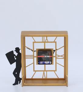 Elegant Golden Iron Desk <b>Clock</b> Modern & Contemporary Roman Numeral Silent Rectangular <b>Quartz</b> Movement - Product Image 6