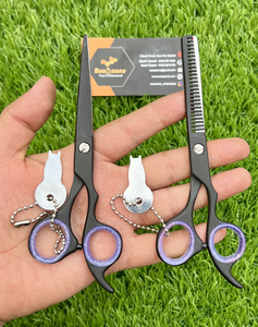Tijeras de adelgazamiento de peluquero de acero inoxidable sostenible, herramienta de corte de pelo de hoja recta de nuevo estilo con función de seguridad, herramienta de belleza - Product Image 1