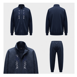 Conjunto Deportivo Azul Marino para Hombre, Sudadera con Capucha y Pantalones Deportivos Bordados de Primera Calidad, Ropa Casual de Moda - Product Image 3