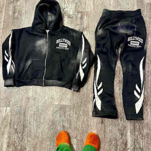 Style tendance, survêtement surdimensionné en coton lourd 100% pour homme, personnalisé, vintage, délavé à l'acide, style streetwear - Product Image 5