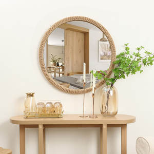 Cadre rond en bambou Accent miroir mural pour l'utilisation de la vanité - Product Image 2