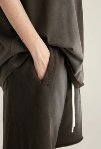 Verano Venta caliente Unisex Vintage lavado sudor pantalones cortos Draw String hombres ropa de calle en blanco Jogging ácido lavado Fitness Shorts - Product Image 5