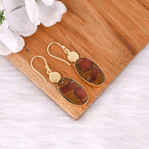 New Arrival Boho Malinga Jasper Gemstone Earring Hot Selling Brass Gold Plated Dangle Drop Earrings For Women Gifts Jewelry - Product Image 2