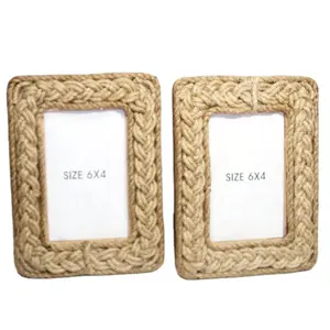 Best Quality Resin Customized Jute Pattern Decorative Photo Album Frame Jute Handcrafted Photo Frame