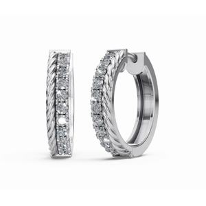 Boucles d'oreilles créoles en or 9 carats de qualité supérieure, serties de diamants tressés, taille ronde, bijoux de laboratoire, vente en gros, fournisseur OEM, exportateur B2B - Product Image 1