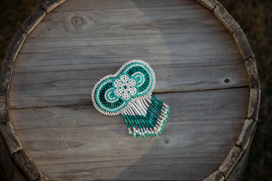 Ethnic beaded <b>barrette</b>, Indigenous <b>hair</b> clip, Huichol <b>hair</b> accessory, Native beaded product, , Indigenous made, powwow regalia - Product Image 3