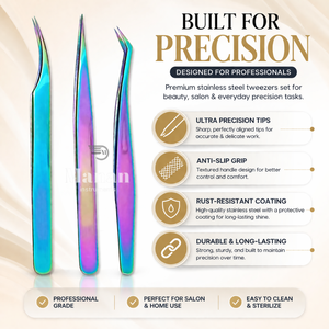 Colorful <b>Lash</b> Tweezers Set Rainbow Eyelash Extension Tweezers Straight Curved Angled Precision Lightweight Anti Slip Tweezers - Product Image 4