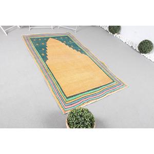 3x5 ft Vintage Turkish Rug, Small Rug, <b>Yellow</b> Camouflage Rug - Product Image 2