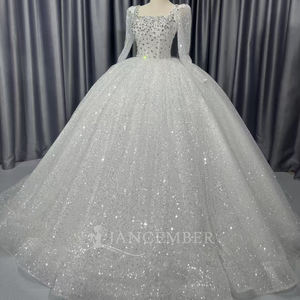 <span class=keywords><strong>Robe</strong></span> de mariée scintillante Jancember CM37, <span class=keywords><strong>robe</strong></span> de mariée perlée, col carré, <span class=keywords><strong>robe</strong></span> de bal, Vestido De Novia, manches longues, tenue de soirée - Product Image 2