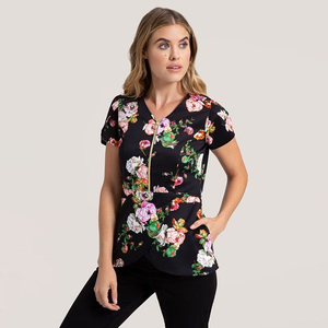 Uniforme de enfermera con estampado informal para mujer, uniforme quirúrgico con cuello en V, camisetas de manga corta, uniformes quirúrgicos, ropa de mujer - Product Image 4