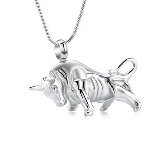Joyería de cremación de acero colgante de urna forma de corrida de toros de acero inoxidable adornos de joyería de cremación para collar humano tamaño personalizado - Product Image 1