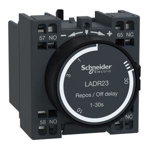 Per SCHNEIDER ELECTRIC LADR23 TeSys D Blocco Contatti Ausiliari con Ritardo Temporale 1NO + 1NC 1-30s, Terminali a Molla con Ritardo Frontale - Product Image 1