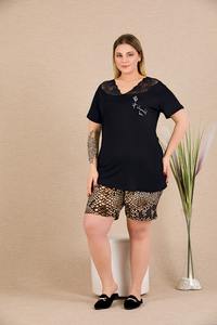 Conjunto de Pijama para Mujer Talla Grande, Camiseta de Manga Corta y Pantalones Cortos, Ropa de Dormir Cómoda de Talla Grande, Ropa para el Hogar - Product Image 5
