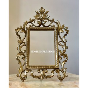 Cadre photo de qualité supérieure en laiton plaqué or rectangle durable écologique décoratif de vaisselle vintage design fleuri - Product Image 6