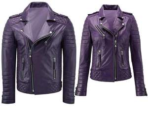 CHAQUETA DE PIEL DE ALTA CALIDAD EN COLOR MORADO - Product Image 4