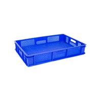 Caisse industrielle robuste en PEHD perforée bleue, écologique, recyclable, empilable, ventilée, de qualité alimentaire, renforcée, pour sérigraphie