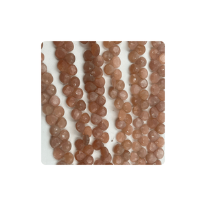 Pierre de lune pêche naturelle de qualité supérieure coeur à facettes Briolette 7mm 8mm 8 ''brin cristal rose 6mm pour la fabrication de bijoux - Product Image 6