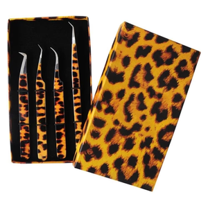 Ensemble de pinces à cils enduites de papier lames incurvées pince à épiler en acier inoxydable 4 pièces pince à épiler avec logo - Product Image 6