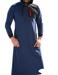 Batas de Color sólido Casual Dubai Arabia Saudita Hombres Jubba Thobe con capucha Thobes Hombres Elegante Out Wear Thobe Robe - Product Image 1