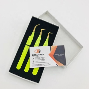 แหนบต่อขนตาสแตนเลสแบบมืออาชีพสีเขียวมะนาวทองแข็งแรงจับเส้นใยไฟเบอร์เพิ่มวอลลุ่มสไตล์หัวแหลมอย่างยั่งยืน - Product Image 2