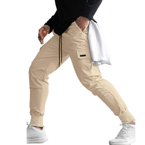 Custom Men's Canvas Cargo Pants Polyester/Cotton Blend <b>Elastic</b> <b>Waist</b> Heavyweight Casual Style Quick Dry Breathable - Product Image 4
