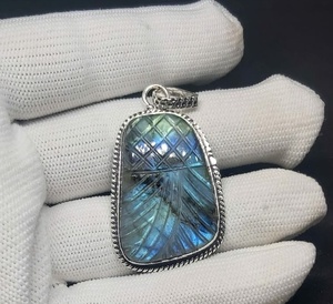 Collier pendentif œil de tigre en cristal, en argent Sterling 925, à vendre - Product Image 2