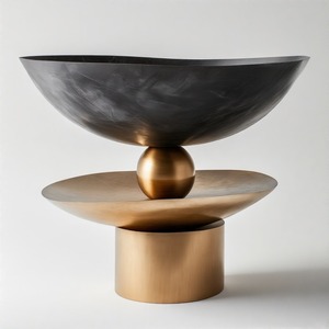 Bol de table en or CrownRoot bol de service en forme ronde personnalisée pour la décoration de service de mariage d'hôtel à la maison - Product Image 1