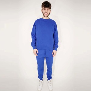 Chándal de cuello redondo de lana de mezcla pesada para hombre, chándal acogedor de dos piezas, ideal para descansar, correr - Product Image 1