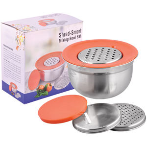 Cuenco rallador Premium de acero inoxidable con tapa y un elegante diseño clásico - Product Image 1