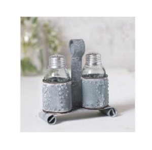 Salière et poivrière en métal vintage, support de couverts faits à la main, ustensiles de cuisine classiques et élégants - Product Image 5