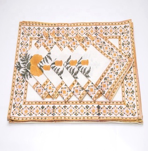 Block Print Cotton Table Mats and Napkins Sets for the Dining Room Placements Kitchen Textiles Indian Style Dining - Product Image 2